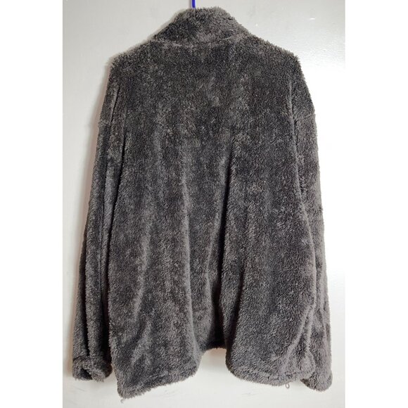 Forever 21 Teddy Jacket Chocolate Brown Poly Fleece Zip Soft Cozy Unisex Men XXL - Picture 2 of 7